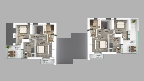 Két lakásos villa emelete